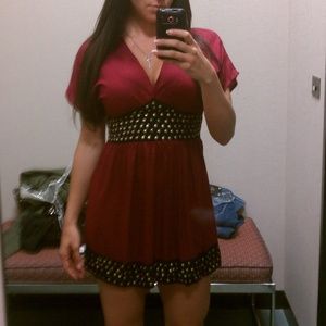 Cranberry Red/Burgundy Dolman Sleeve Summer Dress